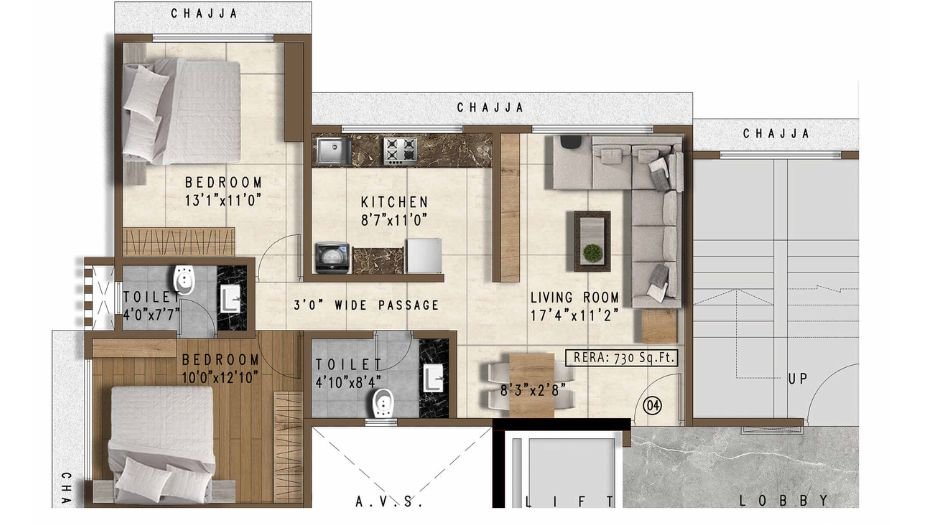Pranav-Samrat-CHS-Floor-Plan-2 BHK- Type-B